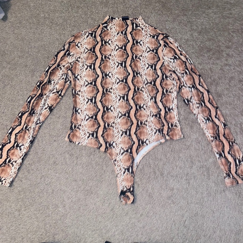 Snake Print Turtle Neck Bodysuit